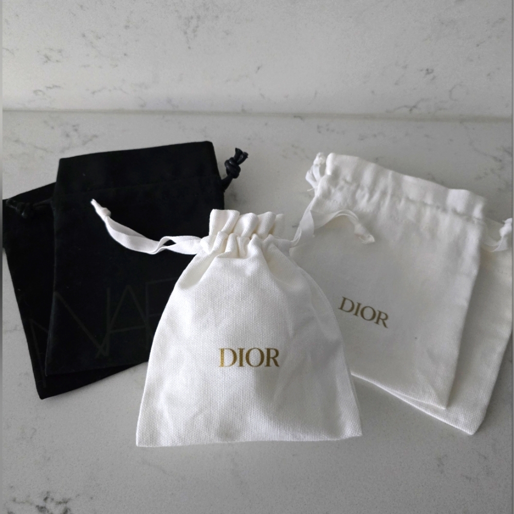 Lot Of 5 Dior & Nars Black and White Drawstring Pouch Set Gift Bag